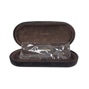 TOM FORD EYEGLASS / SUNGLASS CASE – BLACK / BROWN VELVET – GOLD LOGO